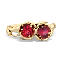 Lab Ruby Rose Garden 14K Yellow Gold ring R5510