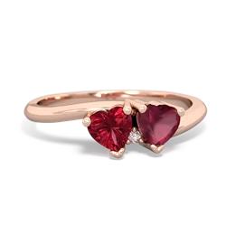 Lab Ruby Sweethearts 14K Rose Gold ring R5260