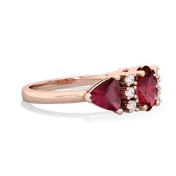 Lab Ruby Antique Style Three Stone 14K Rose Gold ring R2186