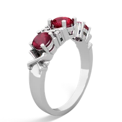 Lab Ruby Hugs And Kisses 14K White Gold ring R5016