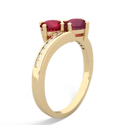 Lab Ruby Channel Set Two Stone 14K Yellow Gold ring R5303