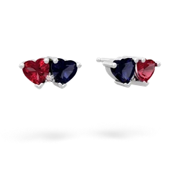 Lab Ruby Sweethearts 14K White Gold earrings E5260