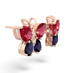 Lab Ruby Butterfly 14K Rose Gold earrings E2215