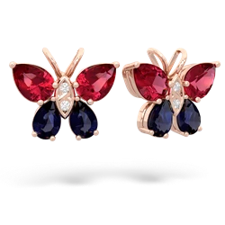 Lab Ruby Butterfly 14K Rose Gold earrings E2215