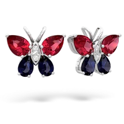 Lab Ruby Butterfly 14K White Gold earrings E2215