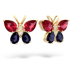 Lab Ruby Butterfly 14K Yellow Gold earrings E2215