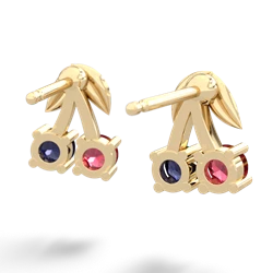 Lab Ruby Sweet Cherries 14K Yellow Gold earrings E7001