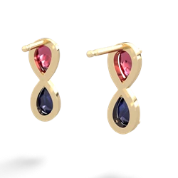 Lab Ruby Infinity 14K Yellow Gold earrings E5050