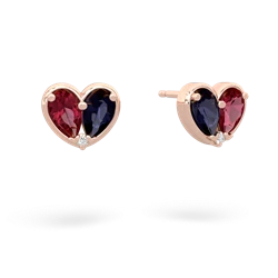 Lab Ruby 'Our Heart' 14K Rose Gold earrings E5072