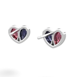 Lab Ruby 'Our Heart' 14K White Gold earrings E5072