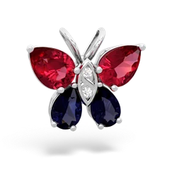 Lab Ruby Butterfly 14K White Gold pendant P2215