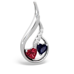 Lab Ruby Keepsake Curves 14K White Gold pendant P5450