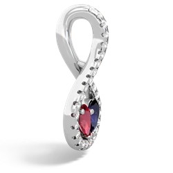 Lab Ruby Pave Twist 'One Heart' 14K White Gold pendant P5360