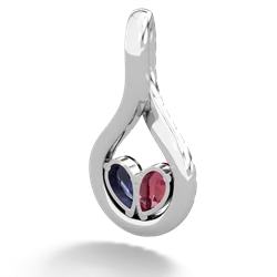 Lab Ruby Pave Twist 'One Heart' 14K White Gold pendant P5360