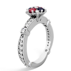 Lab Ruby Sparkling Tiara Cluster 14K White Gold ring R26293RD