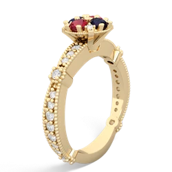 Lab Ruby Sparkling Tiara Cluster 14K Yellow Gold ring R26293RD