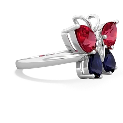 Lab Ruby Butterfly 14K White Gold ring R2215