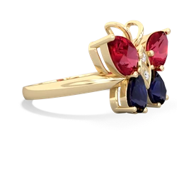 Lab Ruby Butterfly 14K Yellow Gold ring R2215