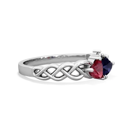 Lab Ruby Heart To Heart Braid 14K White Gold ring R5870