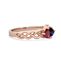 Lab Ruby Heart To Heart Braid 14K Rose Gold ring R5870