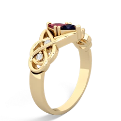 Lab Ruby Keepsake Celtic Knot 14K Yellow Gold ring R5300