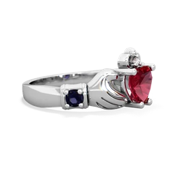 Lab Ruby Claddagh Keepsake 14K White Gold ring R5245