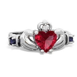 Lab Ruby Claddagh Keepsake 14K White Gold ring R5245