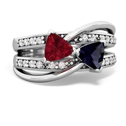 Lab Ruby Bowtie 14K White Gold ring R2360