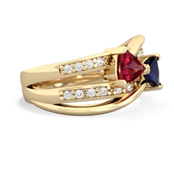 Lab Ruby Bowtie 14K Yellow Gold ring R2360