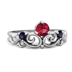 Lab Ruby Crown Keepsake 14K White Gold ring R5740