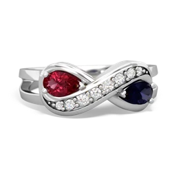 Lab Ruby Diamond Infinity 14K White Gold ring R5390