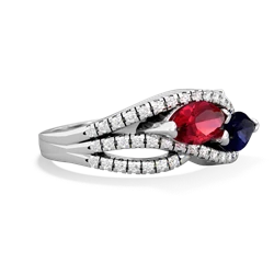 Lab Ruby Diamond Rivers 14K White Gold ring R3070