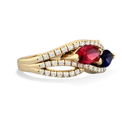 Lab Ruby Diamond Rivers 14K Yellow Gold ring R3070