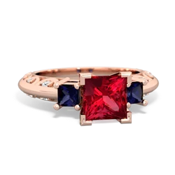 Lab Ruby Eternal Embrace Engagement 14K Rose Gold ring C2001