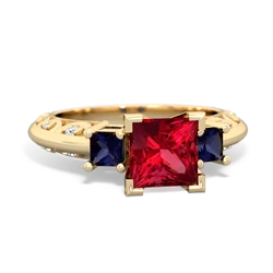 Lab Ruby Eternal Embrace Engagement 14K Yellow Gold ring C2001