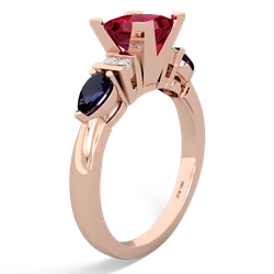 Lab Ruby 6Mm Princess Eternal Embrace Engagement 14K Rose Gold ring C2002