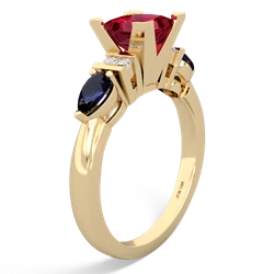 Lab Ruby 6Mm Princess Eternal Embrace Engagement 14K Yellow Gold ring C2002