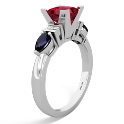 Lab Ruby 6Mm Princess Eternal Embrace Engagement 14K White Gold ring C2002