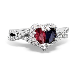 Lab Ruby Diamond Twist 'One Heart' 14K White Gold ring R2640HRT