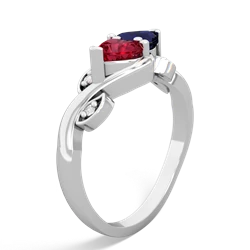 Lab Ruby Floral Elegance 14K White Gold ring R5790