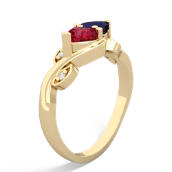 Lab Ruby Floral Elegance 14K Yellow Gold ring R5790