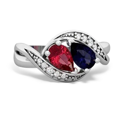 Lab Ruby Summer Winds 14K White Gold ring R5342