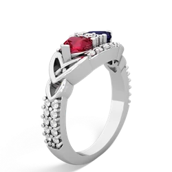 Lab Ruby Sparkling Celtic Knot 14K White Gold ring R2645