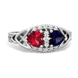 Lab Ruby Sparkling Celtic Knot 14K White Gold ring R2645