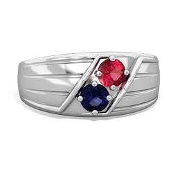 Lab Ruby Men's Streamline 14K White Gold ring R0460