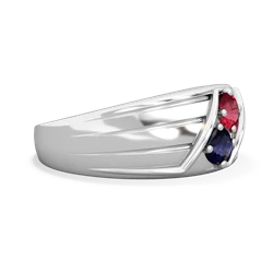 Lab Ruby Men's Streamline 14K White Gold ring R0460