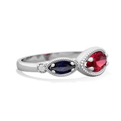 Lab Ruby Milgrain Marquise 14K White Gold ring R5700