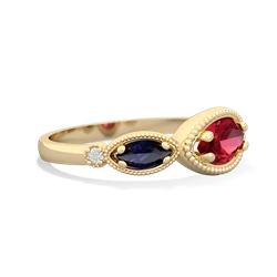 Lab Ruby Milgrain Marquise 14K Yellow Gold ring R5700