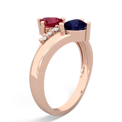 Lab Ruby Heart To Heart 14K Rose Gold ring R2064