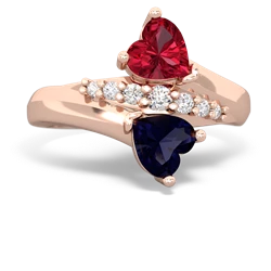 Lab Ruby Heart To Heart 14K Rose Gold ring R2064